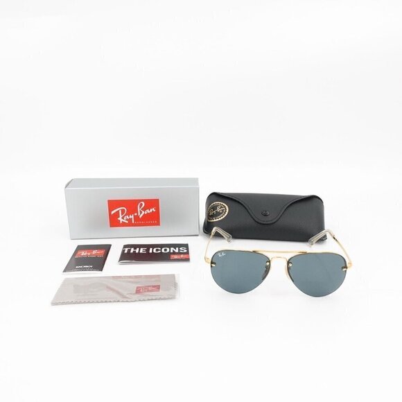 Ray-Ban RB3449 59mm Aviator Sunglasses Gray and Gold OS - Picture 6 of 15